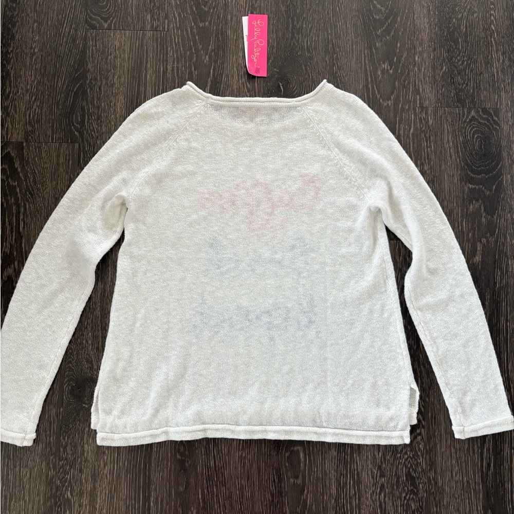 New! Lilly Pulitzer Danette Resort White Coffee Intarsia Sweater - Picture 7 of 12